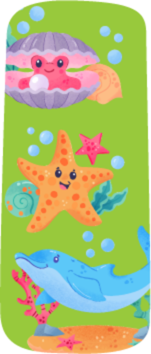 Green decoration with sea animals