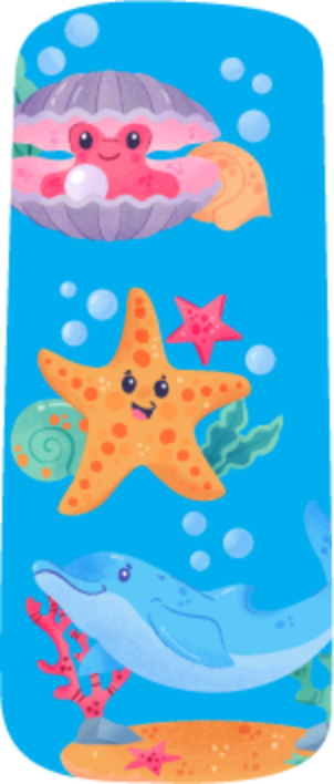 Green decoration with sea animals